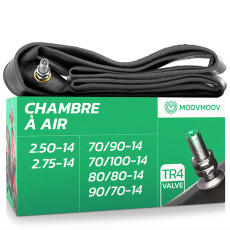 Chambre à air moto 14 pouces MoovMoov pour pneus 70/90-14, 70/100-14, 80/80-14, 90/70-14, 2.50-14 et 2.75-14, valve TR4