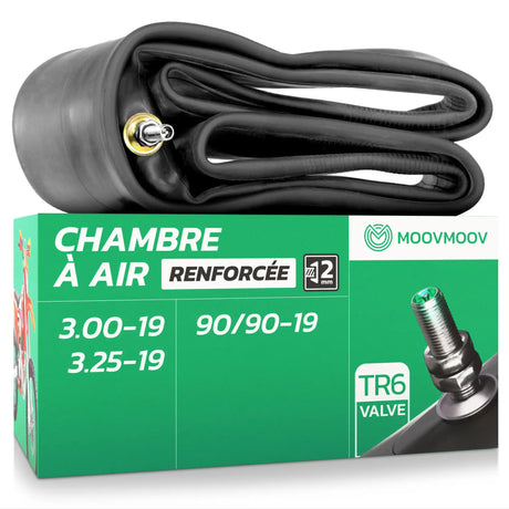 Chambre à air moto 19 pouces MoovMoov pour pneus de 90/90-19, 3.00-19 et 3.25-19, valve TR6