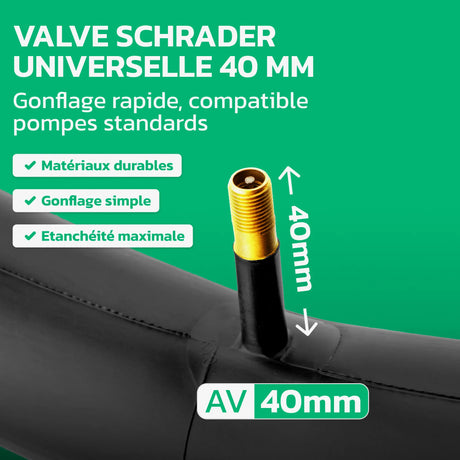 Valve Schrader 40 mm de la chambre à air 20 pouces MoovMoov
