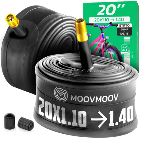 Chambre à air 20 pouces MoovMoov pour pneus de 20x1.10 à 20x1.40, valve Schrader 40 mm