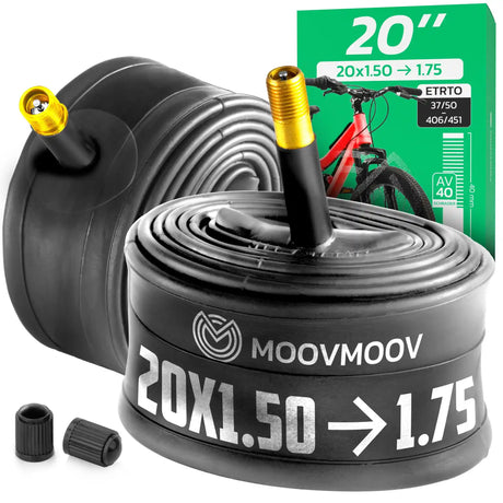 Chambre à air 20 pouces MoovMoov pour pneus de 20x1.50 à 20x1.75, valve Schrader 40 mm