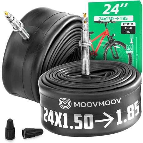 Chambre à air 24 pouces MoovMoov pour pneus de 24x1.50 à 24x1.85, valve Presta 40 mm