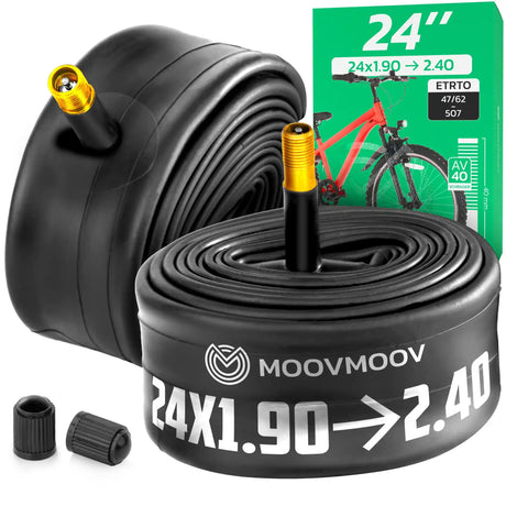 Chambre à air 24 pouces MoovMoov pour pneus de 24x1.90 à 24x2.40, valve Schrader 40 mm