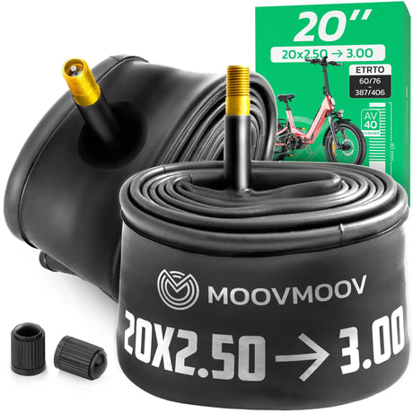 Chambre à air 20 pouces MoovMoov pour pneus de 20x2.50 à 20x3.00, valve Schrader 40 mm