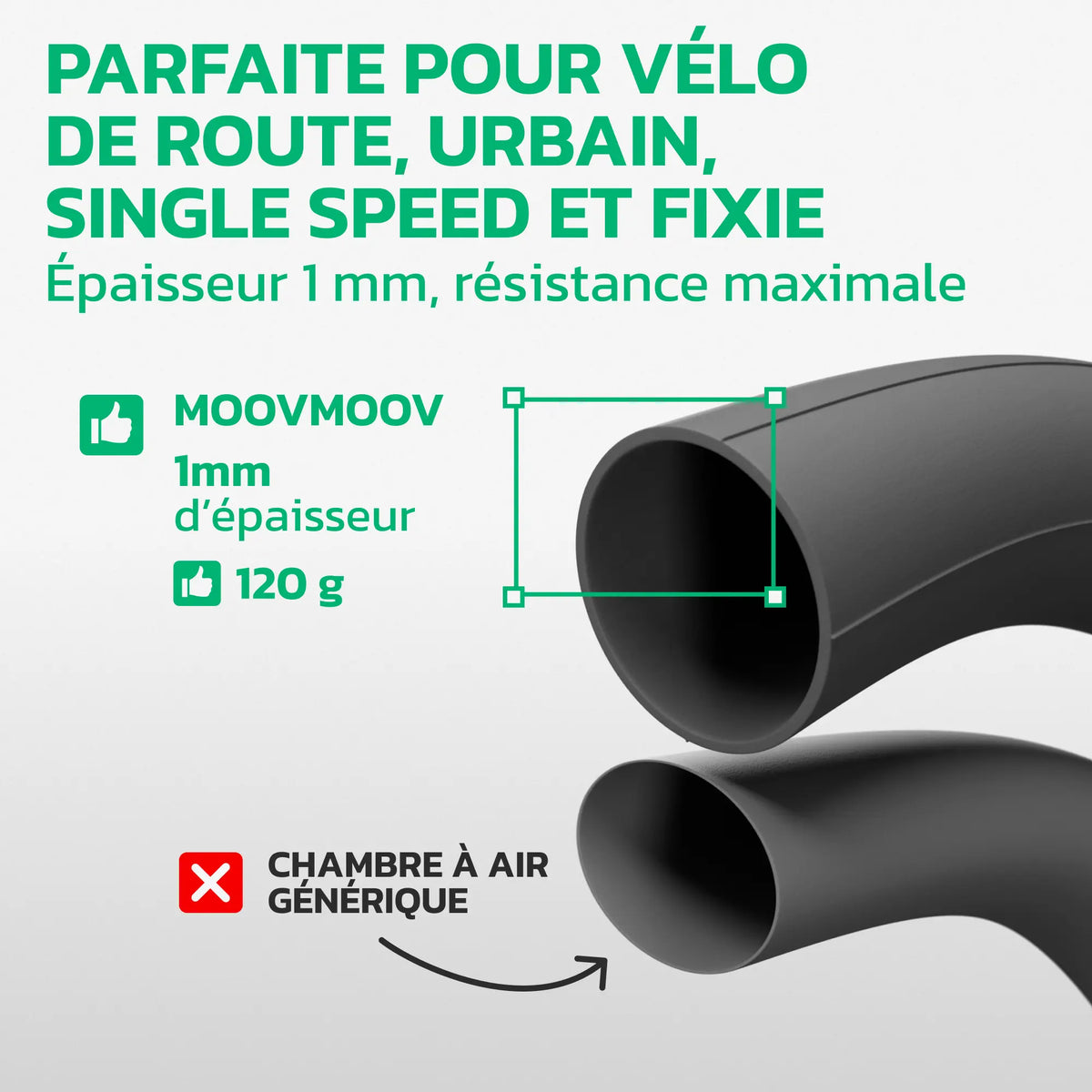 Chambre à air 700C en caoutchouc butyle renforcé MoovMoov