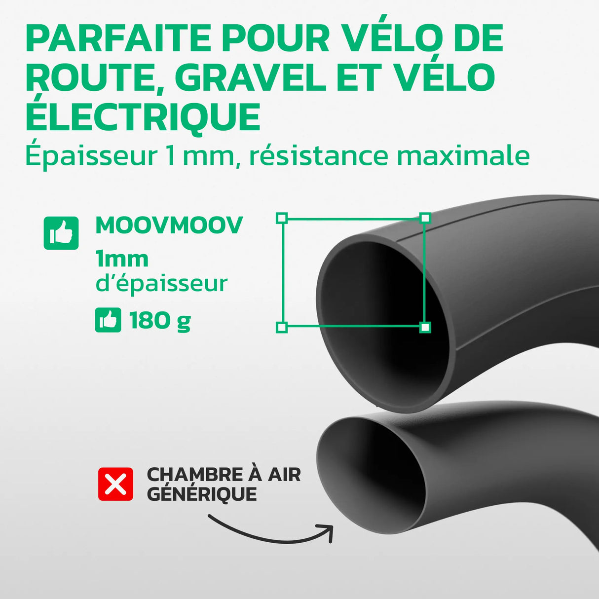 Chambre à air 700C en caoutchouc butyle renforcé MoovMoov