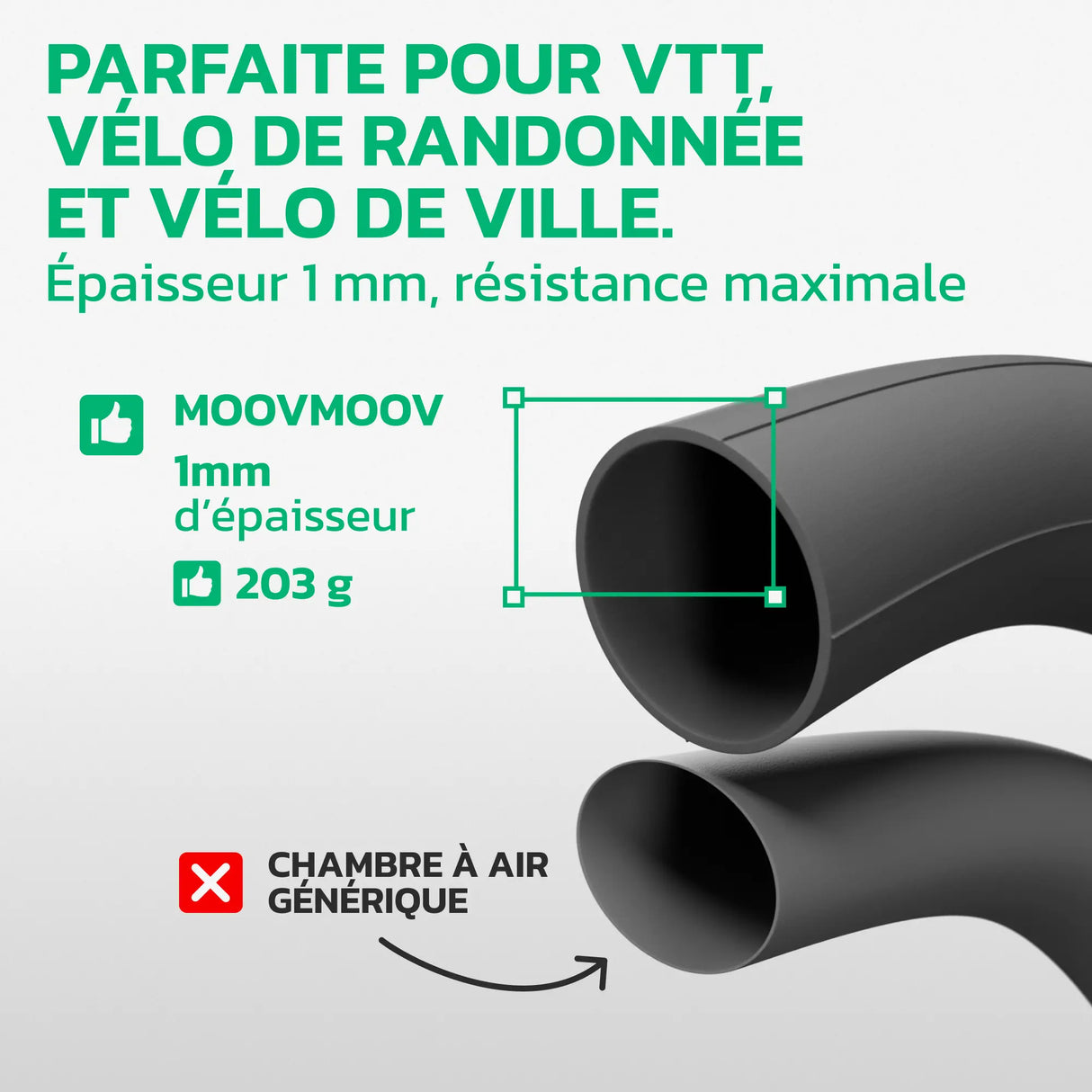 Chambre à air 26 pouces en caoutchouc butyle renforcé MoovMoov