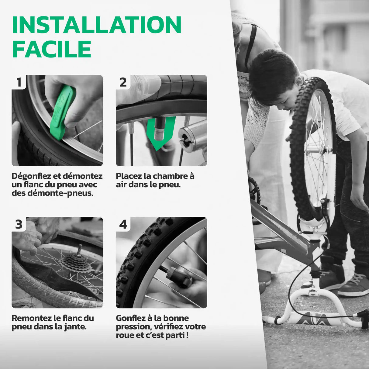 Guide d'installation de la chambre à air 18 pouces MoovMoov