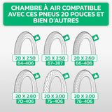 Tableau de compatibilité des tailles de pneus et ETRTO – chambre à air 20 pouces MoovMoov