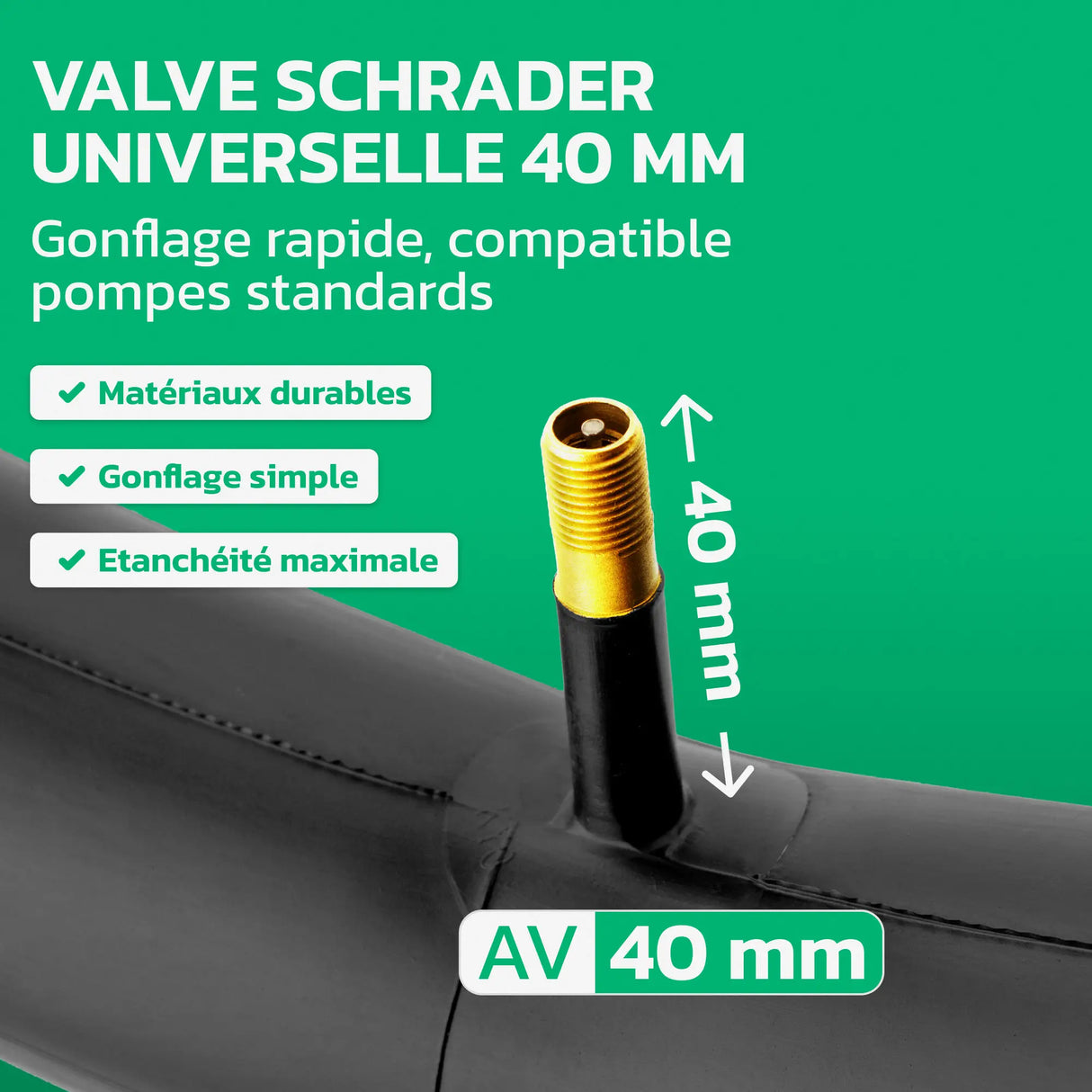 Valve Schrader 40 mm de la chambre à air 22 pouces MoovMoov